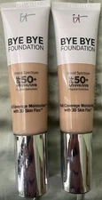 Ex 1/26 IT Cosmetics Bye Bye Foundation Full Coverage 1.0 oz X2 Medium Authentic