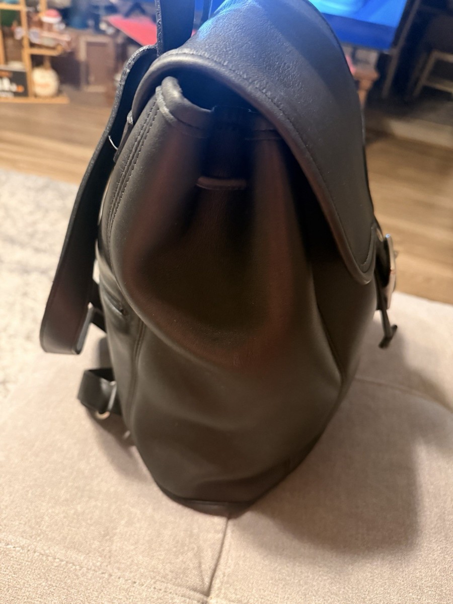 Vtg COACH Black Leather Legacy Backpack Nickel Silver Hardware