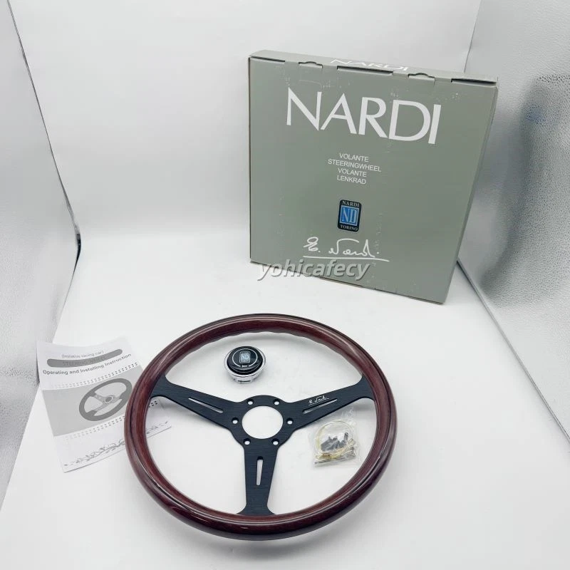 NARDI Classic 350mm Steering Wheel Mahogany Wood with Black Finish Foto 3 de 4