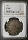1880 S $1 Morgan Silver Dollar NGC MS62