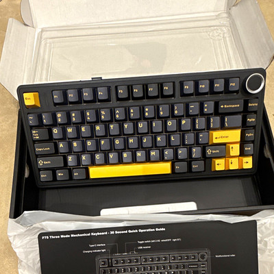 AULA F75 Mechanical Keyboard Black/Yellow, USB-C, Multifunction Roller, QWERTY