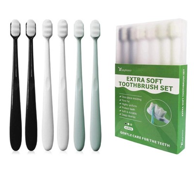 EasyHonor Extra Soft Toothbrush 6 Pack Micro Bristle Sensitive Gums Manual