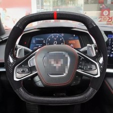 Real Carbon Fiber Alcantara Steering Wheel With Heated For Corvette C8 2020-2025 Real Carbon Fiber Alcantara Steering Wheel With Heated For Corvette C8 2020-2025
