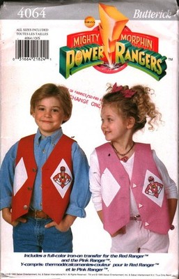 4064 Butterick SEWING Pattern Boys Children's Halloween Costume Power Rangers S