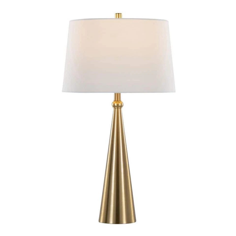 Lumisource Cone 29.75 in. Gold Metal and White Linen Shade Table Lamp (Set of 2) - Image 2 of 4
