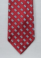 Ermenegildo Zegna Tie Burgundy Geometric Print 59" Italian Silk