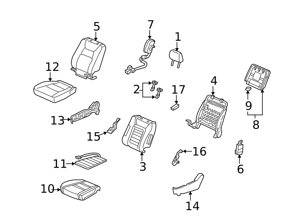 Cubierta de cojín de asiento delantero genuina Honda R (tipo E) (beige-mono) 81131-SJC-A Foto 2 de 2