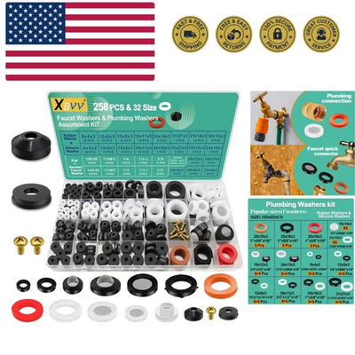 #ad #ad 32 Size 258 Pcs Faucet and Plumbing Rubber Washers Assortment Kit for Assorte... $37.39