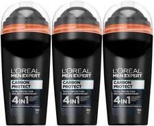 3X 50ML L'Oreal Paris Men Expert Carbon Protect 48H Roll-On Deodorant - NEW UK
