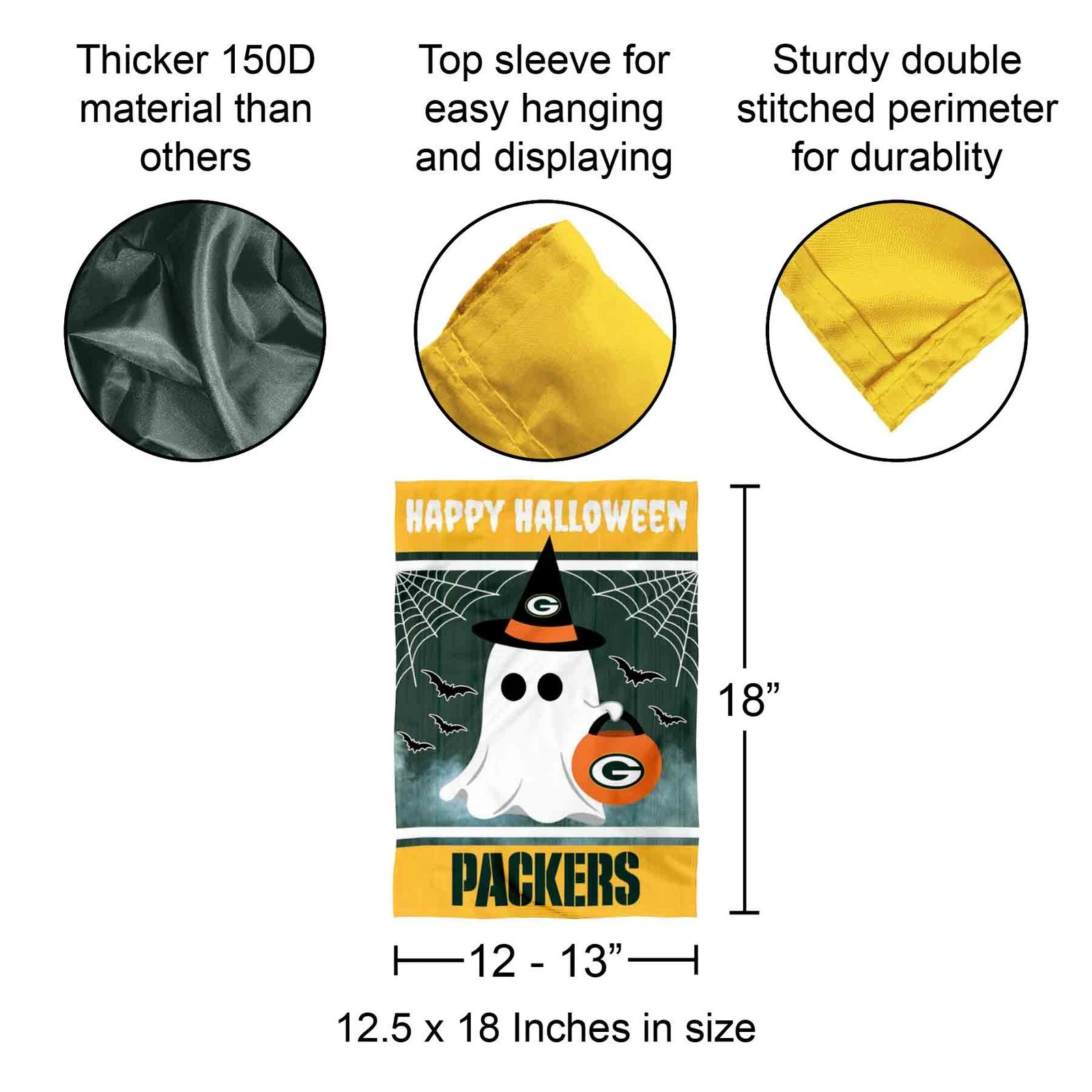 Green Bay Packers Happy Halloween Garden Yard Banner Flag