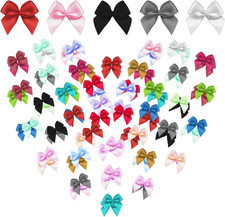 100 Pcs Multicolor Mini Bows, 1 Inch Small Premade Satin Ribbon Bows for DIY