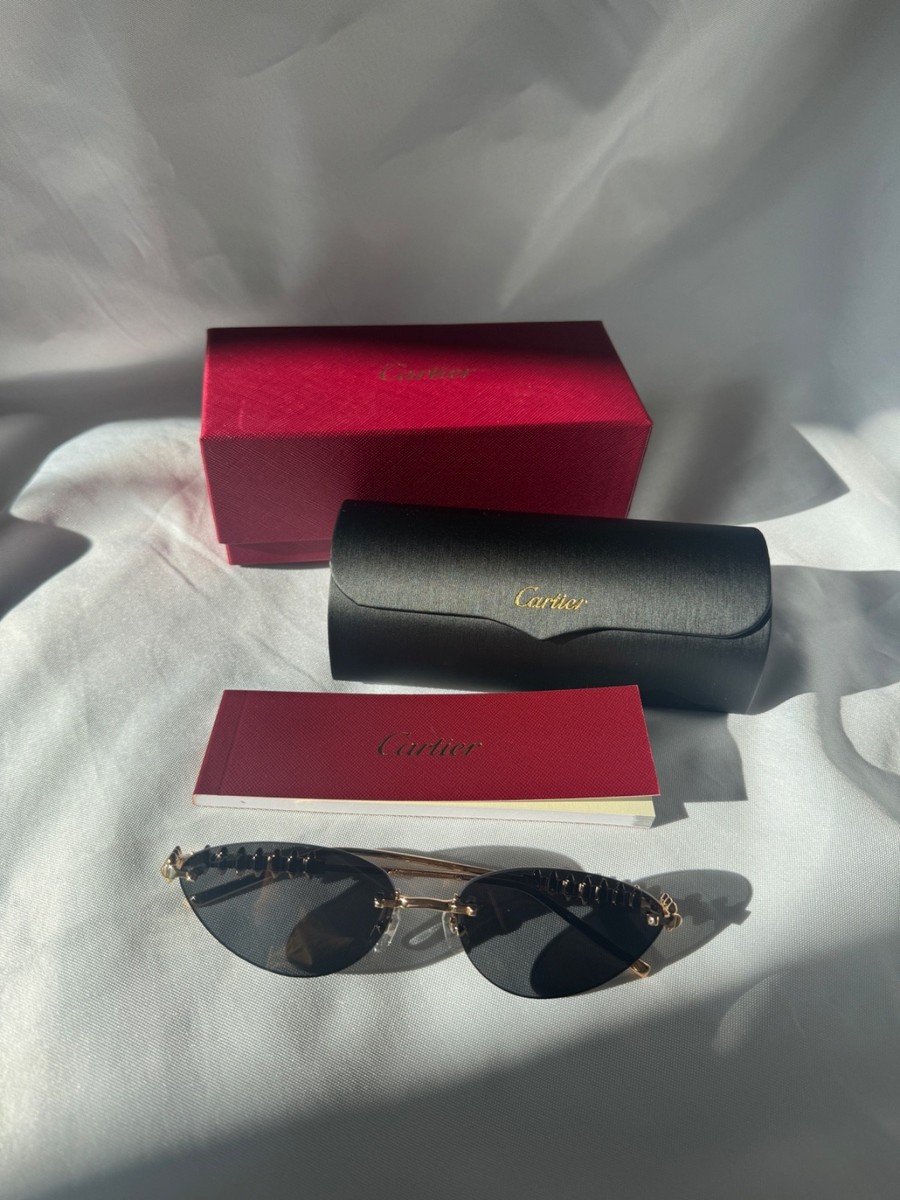 Cartier CT0543S Rimless Sunglasses Genuine Horn Gold Frame
