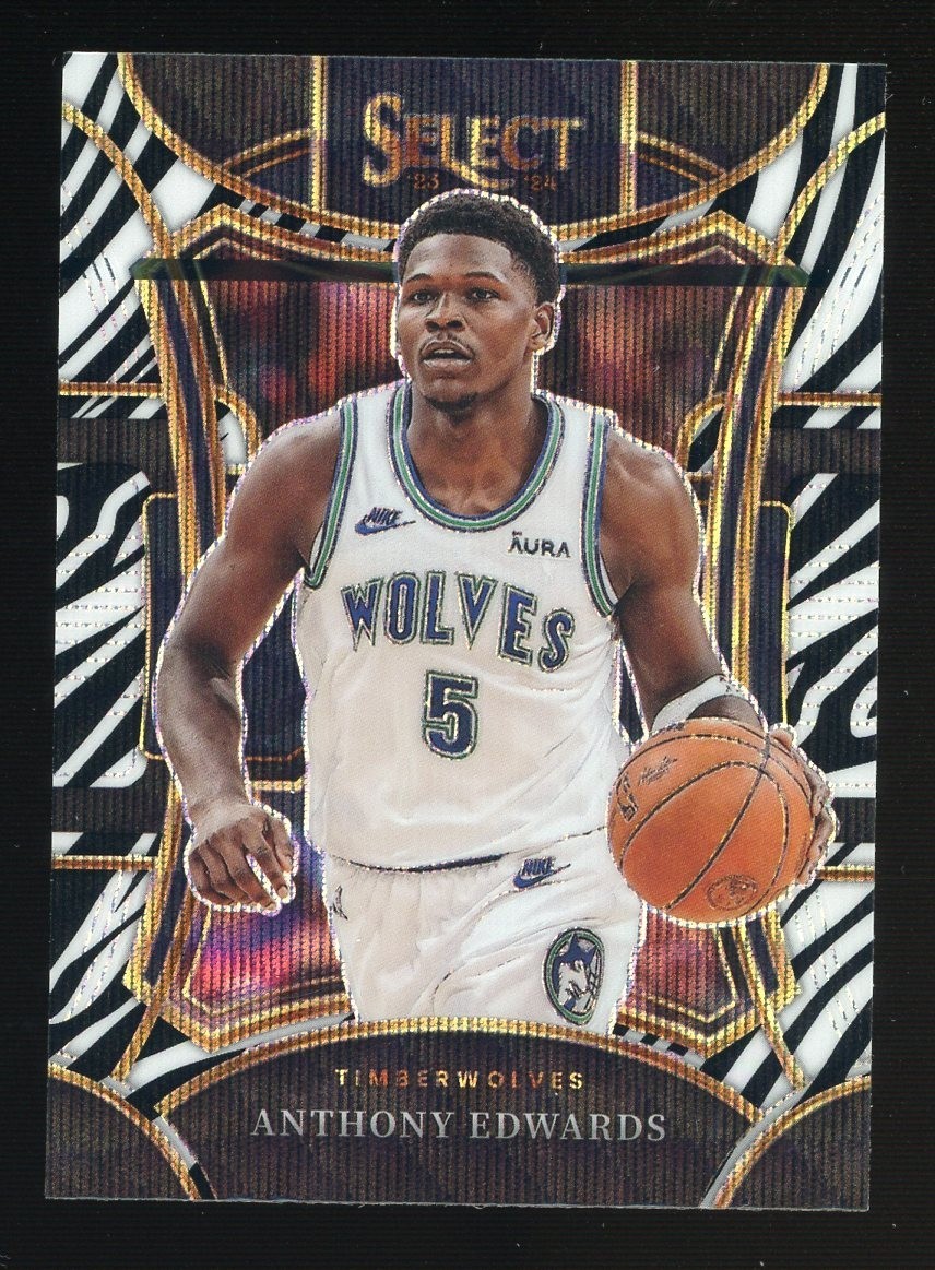 2023-24 Panini Select Zebra Prizm Mezzanine #364 Anthony Edwards SSP