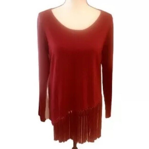Theodore Fringed Hem Sweater Large 