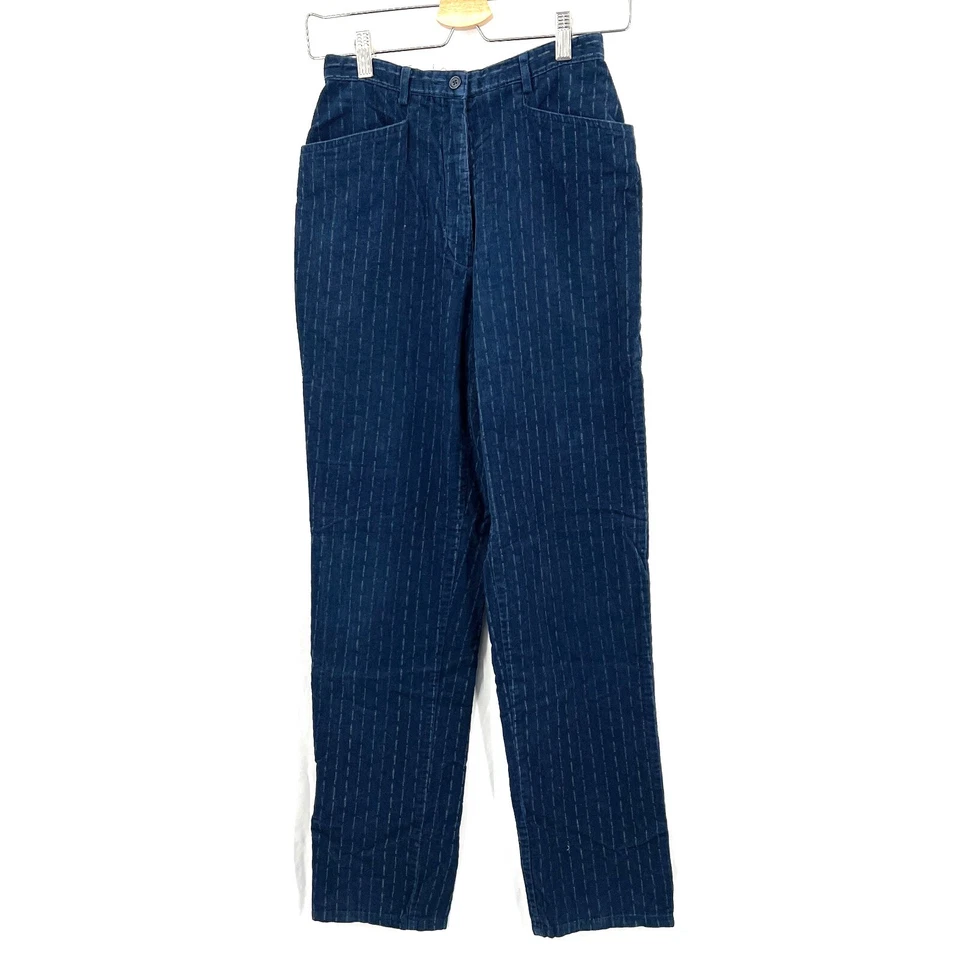 Vintage 90s Laura Ashley stripe high rise baggy corduroy pant tapered leg boho 6 - Image 2 of 4