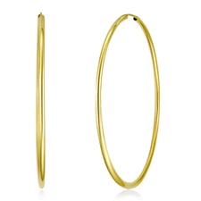 Wellingsale 14k Yellow Gold 2mm Endless Classic Hoop Earrings (65 x 65 mm)