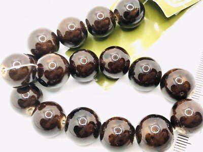 Ceramic Glazed Mottled Brown Chunky Beads 13mm Qty: 17 Bead Landing