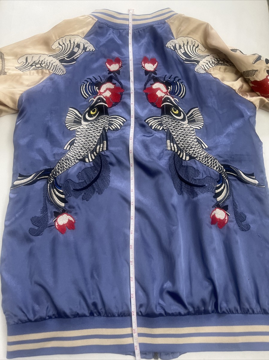 Jacket SUKAJAN Japanese Pattern Embroidery REVERSIBLE Blue