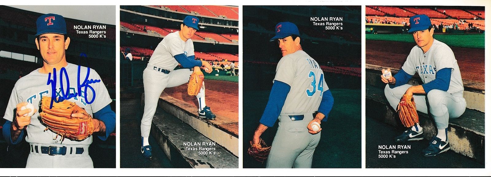 Nolan Ryan Rangers Signed 4x11.5 Card Sheet Autograph Auto PSA/DNA AF92739