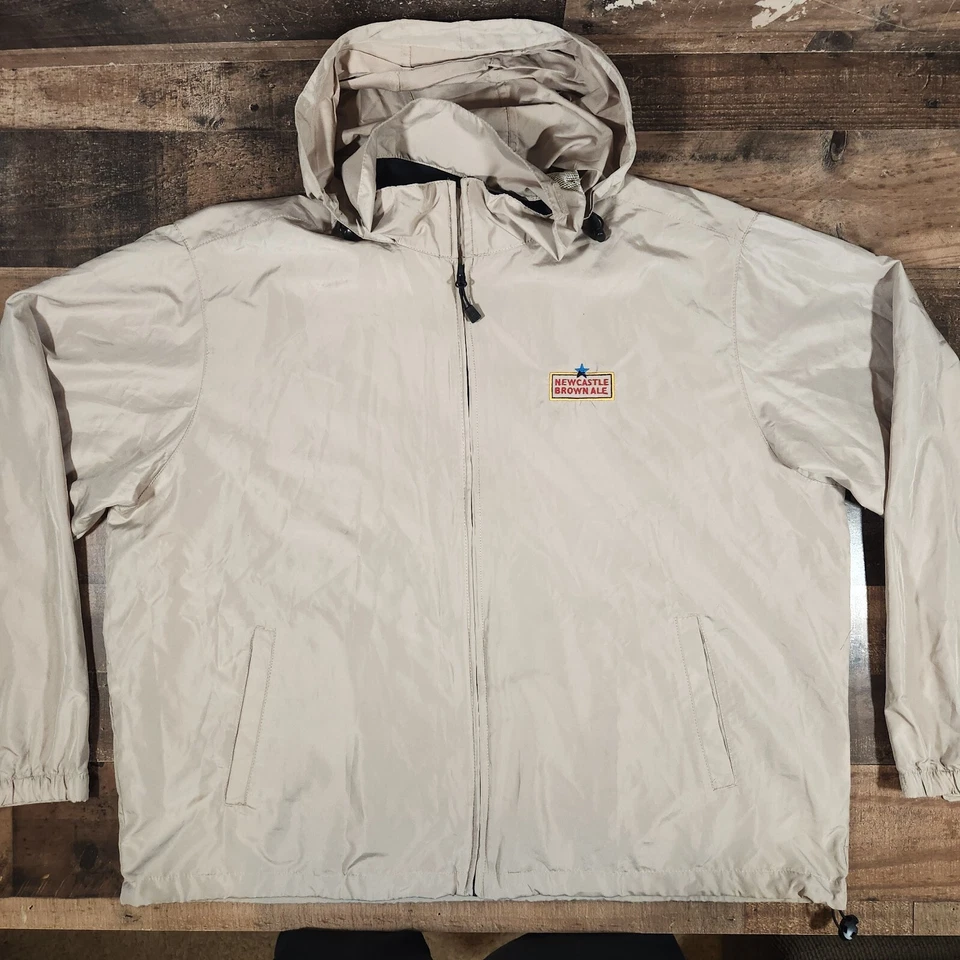 Newcastle Brown Ale Men’s Large Light Brown Hooded Windbreaker North End NWOT - Image 2 of 4