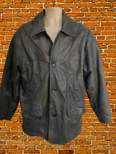 MEN'S WALLCE SACKS LONDON MEDIUM BROWN LEATHER VINTAGE THICK HEAVY JACKET COAT