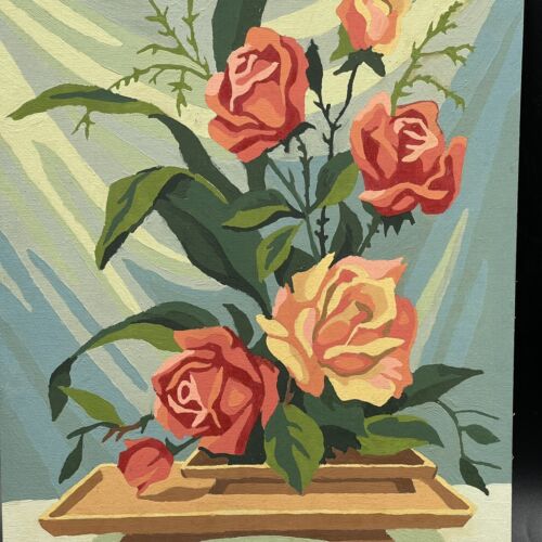 Malen nach Zahlen Gemälde Rosen asiatisches Blumen Design 14x10 PBN Mid Century Vintage - Bild 2 von 6