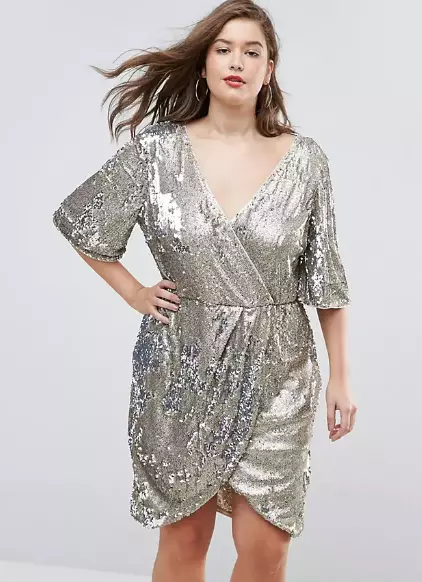 TFNC London ASOS Silver Matte Sequin Dress Size 18