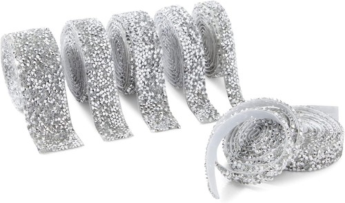 4 Size Silver Crystal Rhinestone Adhesive Strips Crafts Decor Gifts 0.4" - 1.2" - 第 8/8 張圖片