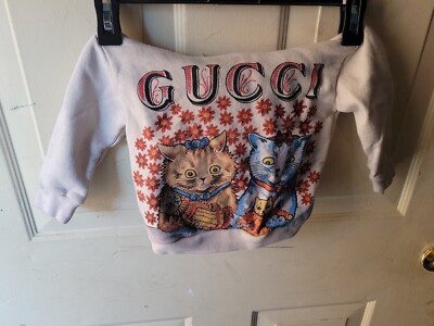 Gucci Kids Hoodie Beige Pullover Cats Toddlers 12/18 Made In Italy
