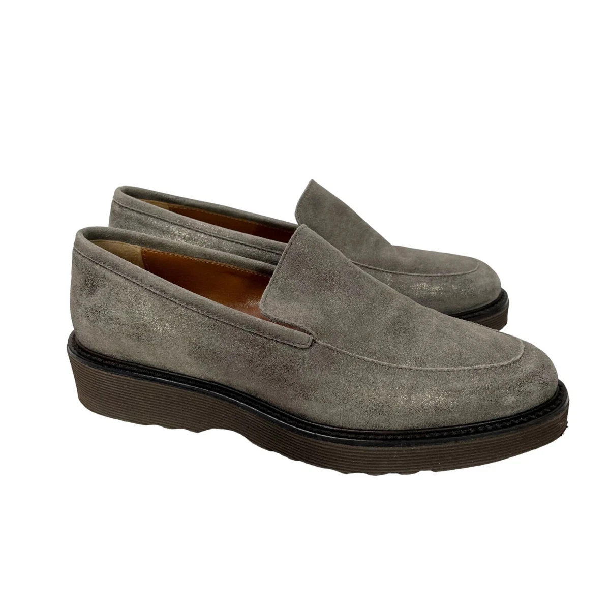 Aquatalia Kelsey Metallic Brown platform suede loafers womans Size 7.5 eBay