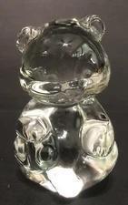 Fenton Art Glass Bear Paperweight Glass Animal Sitting Clear Figurine Mom Gift