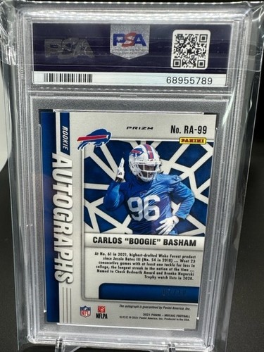 2021 Mosaic Rookie Autographs Carlos "Boogie" Basham Gold #7/10 - PSA 10 - Afbeelding 2 van 2