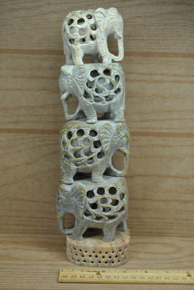Stone Carved Stacked Elephants with Elephants Inside!