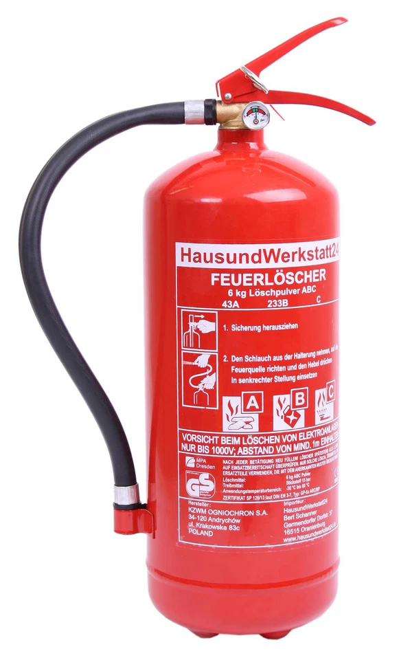 Pulver-Feuerlöscher GP-6x ABC 6 kg Pulverlöscher mit Mengenrabatt in Wunschmenge