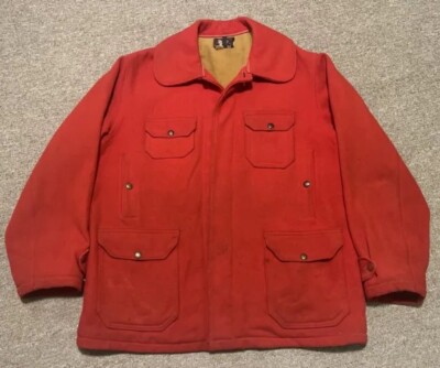 Vintage 50's Size 46 Woolrich Mackinaw Wool Red Hunting Coat Field