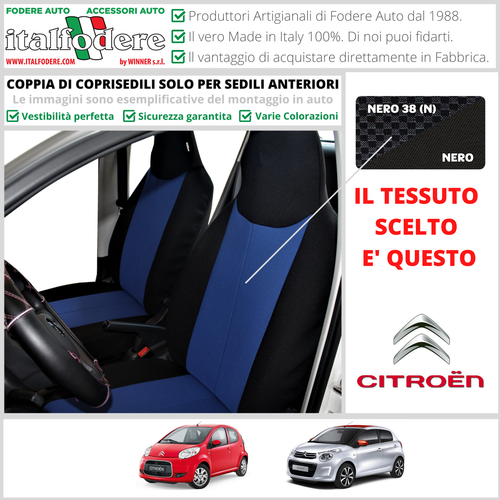 Housse De Siège Pour Citroën C1 - Bleu Et Noir - Neuf Sous Emballage - Marque Autonet - Réf. TP7INT2
