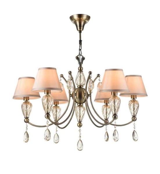Maytoni Murano Kronleuchter, HäNgeleuchte 6X E14 Bronze Beige Baumwolle-image