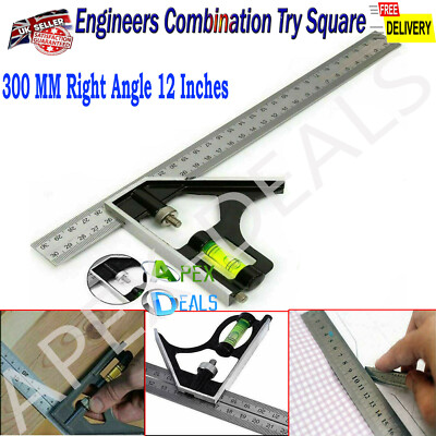 12 inch 300mm Adjustable Engineers Combination Right Angle Ruler Try ...