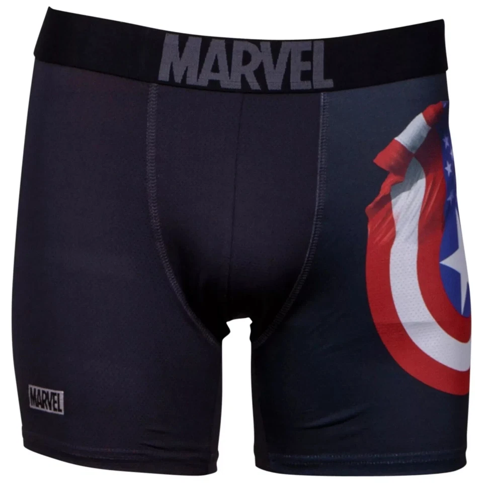 Cuecas boxer Capitão América Performance malha Marvel Avengers escudo azul vermelho G - Imagem 2 de 4