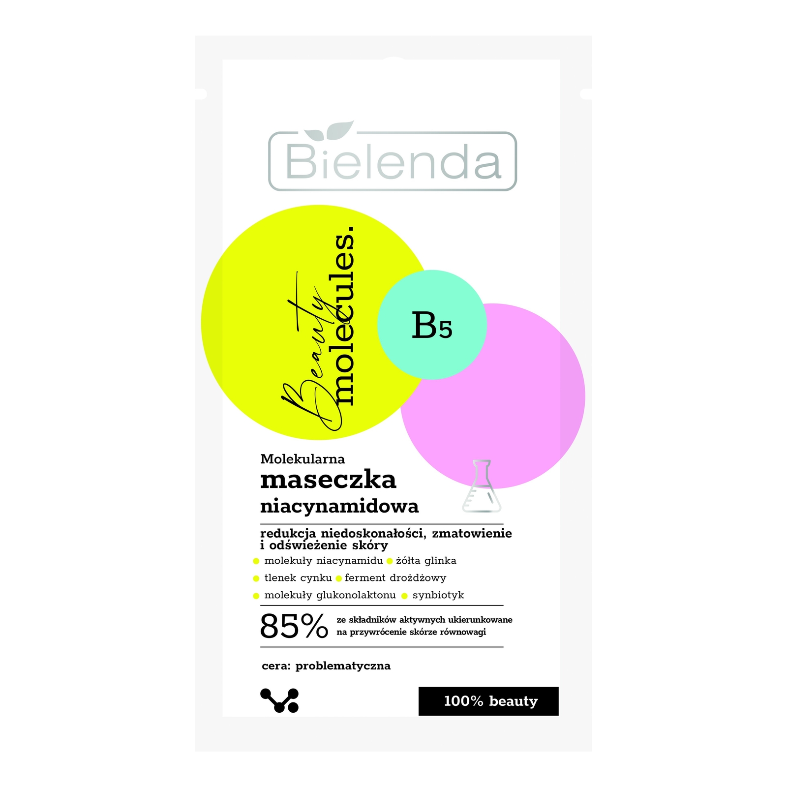 Bielenda Beauty Molecules Niacinamide Mask 8g Blemish Skin Gluconolactone Glow - Image 2