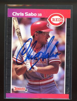 1989 Donruss CHRIS SABO Signed Card autograph auto REDS WORLD SERIES