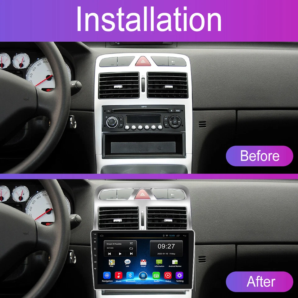 9" Android 13 Autoradio GPS Navi Für Peugeot 307 SW CC 2002-2013 WIFI FM RDS BT - Bild 4 von 4