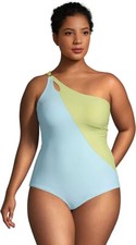 NWT Lands' End Women's Tummy Control One Shoulder Swimsuit Size 8 100 4HL27