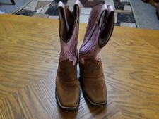 SZ 2.5 D KIDS Brown JUSTIN 2669Y Bay Westerner SQUARE TOE Pink BOOTS