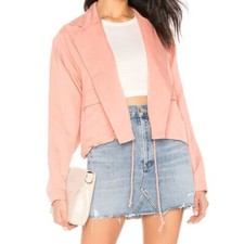 Tularosa Arya Jacket Pink Lined Pockets Lightweight Linen Blend Sz M Nwt $188