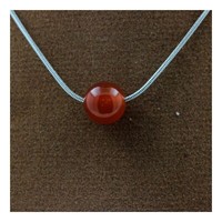 Steine Und MinéRaux. Halskette 1 Perle Karneol Aus Uruguay 8 MM Kette Stahl I