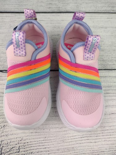 Skechers Kinder Mädchen Comfy Flex 2.0-Regenbogen Raserei Sneaker Slipper Kleinkind Größe 7