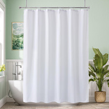 Long Shower Curtain Liner Washable 72X80 Inches, White Shower Liner Fabric with