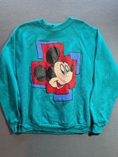 Vintage Mickey Unlimited Mens Sweater Made In USA Teal XL Mickey Mouse Disney