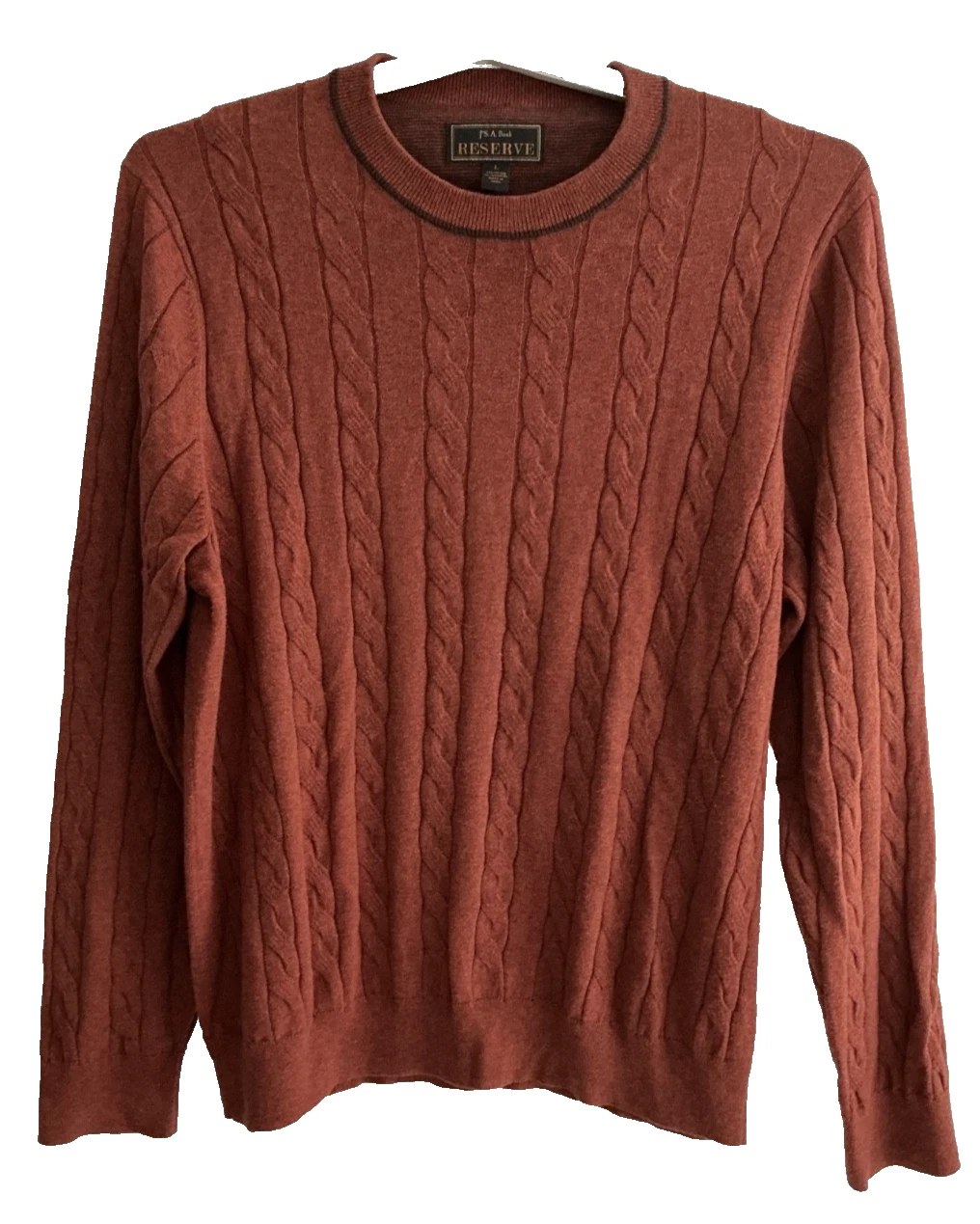 Jos A Bank Reserve Sweater Mens XL Cashmere Blend Crew Neck Pullover Cable Rust
Opens in a new windo